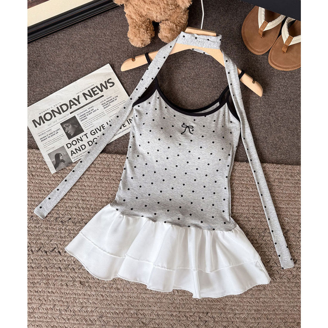 ミニミニストア miniministore ドット柄キャミソール チョーカー付き夏服 （ブラック） ブラック