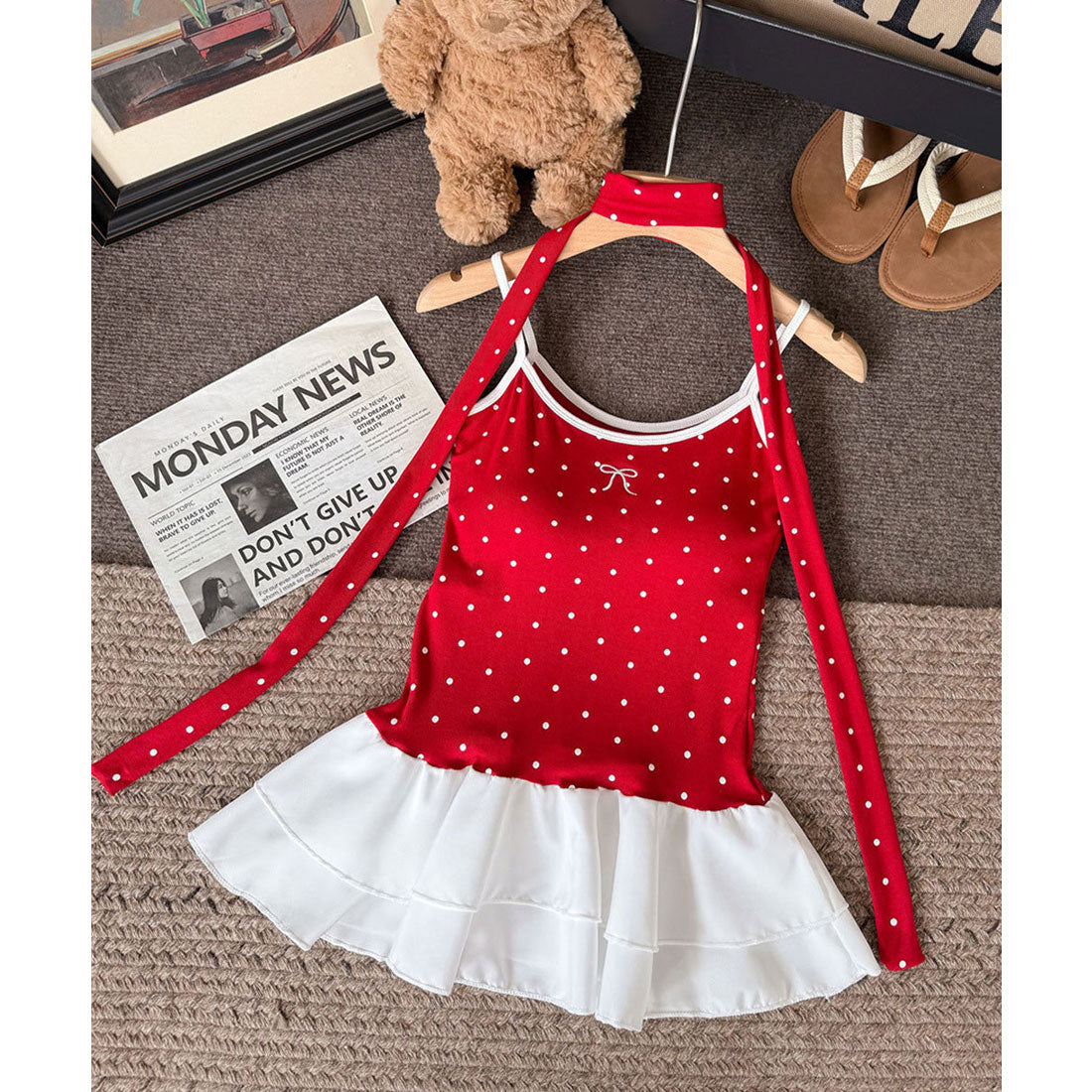 ミニミニストア miniministore ドット柄キャミソール チョーカー付き夏服 （ブラック） ブラック