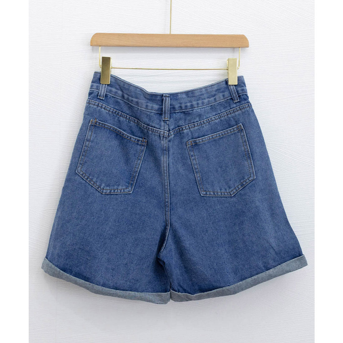 ミニミニストア miniministore ロールアップ デニムショートパンツ 美脚 （ブラック） ブラック