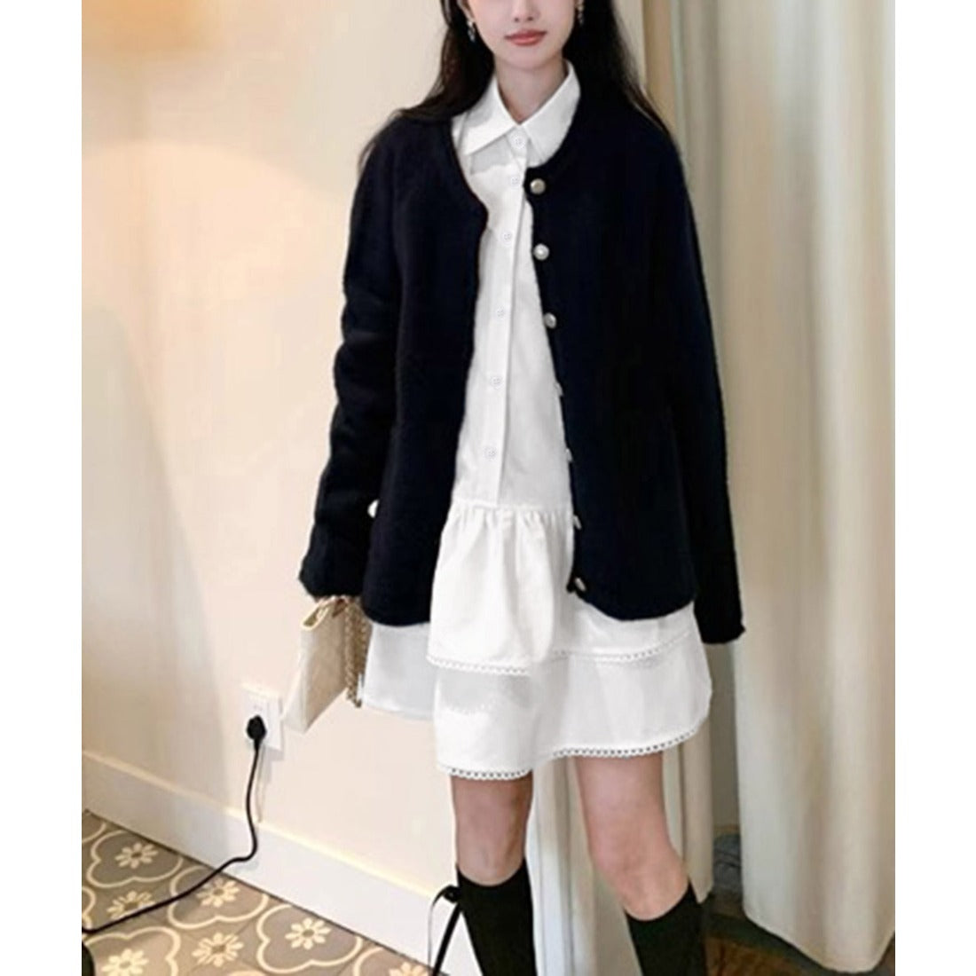ミニミニストア miniministore ティアードチュニックシャツワンピース長袖 （ホワイト） ホワイト