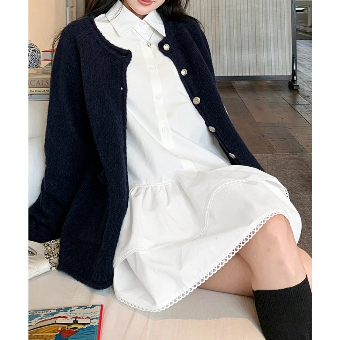ミニミニストア miniministore ティアードチュニックシャツワンピース長袖 （ホワイト） ホワイト