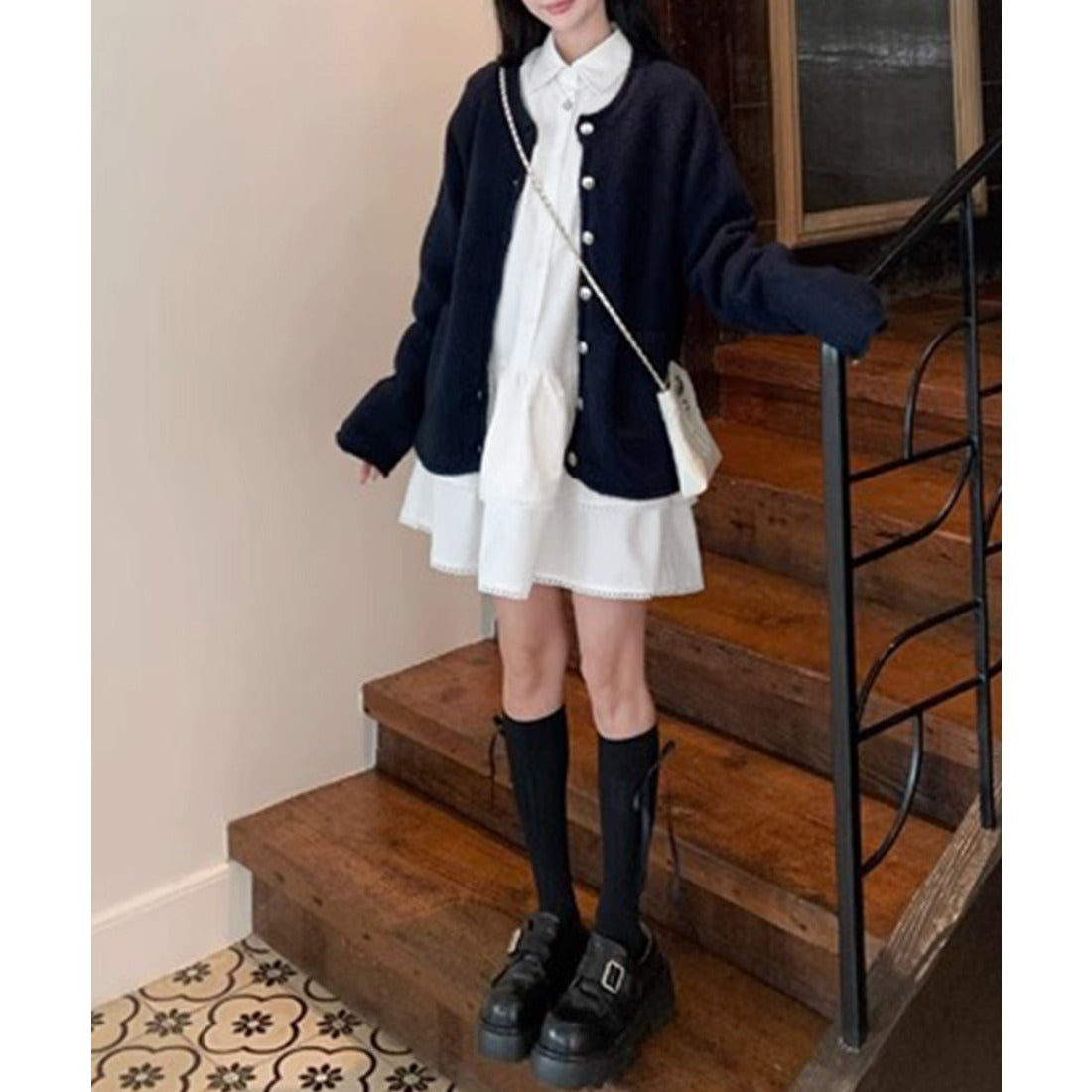 ミニミニストア miniministore ティアードチュニックシャツワンピース長袖 （ホワイト） ホワイト