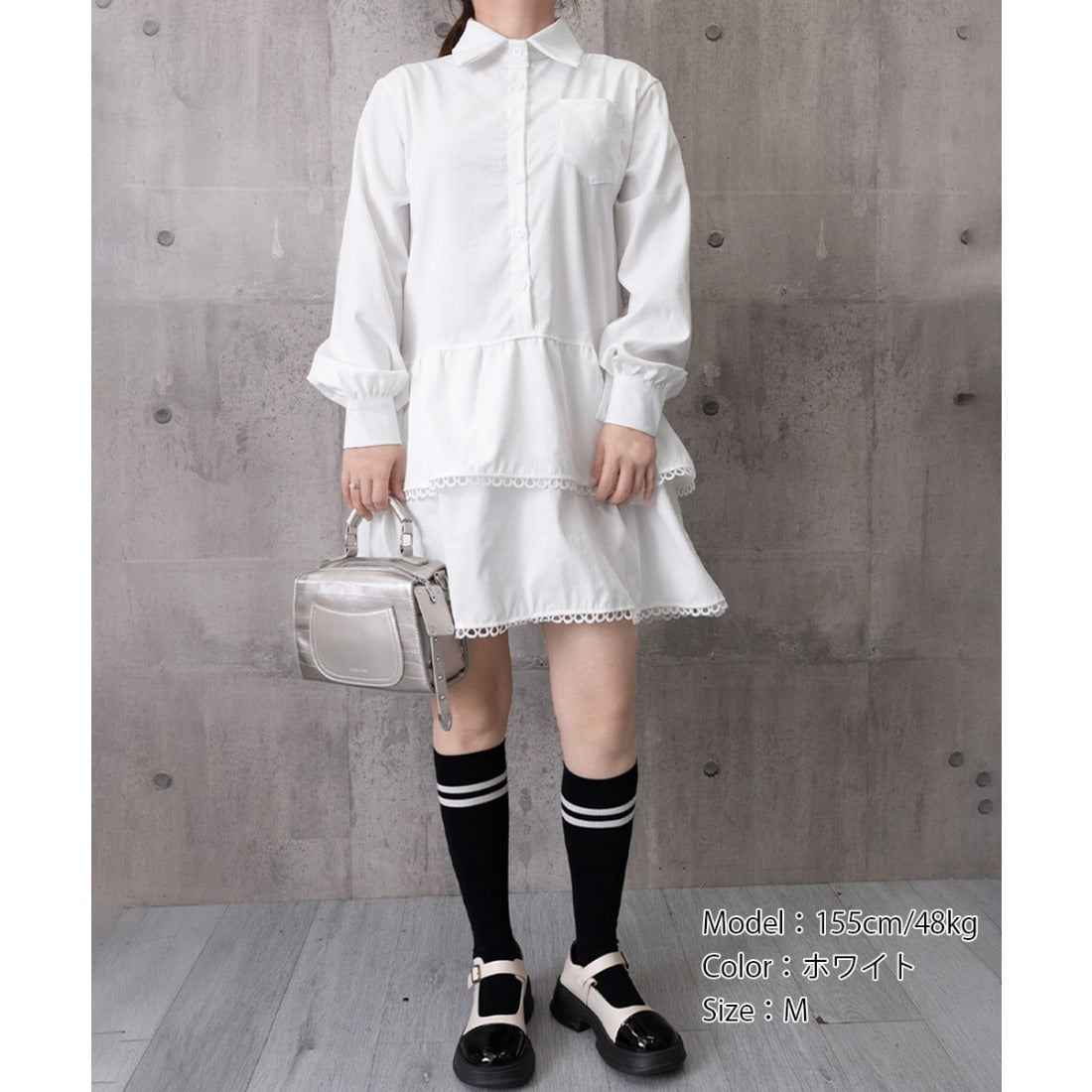 ミニミニストア miniministore ティアードチュニックシャツワンピース長袖 （ホワイト） ホワイト