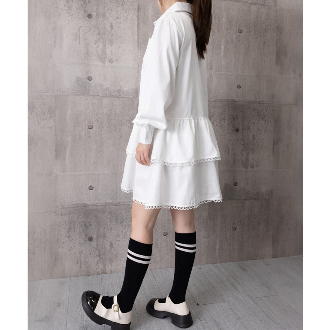 ミニミニストア miniministore ティアードチュニックシャツワンピース長袖 （ホワイト） ホワイト
