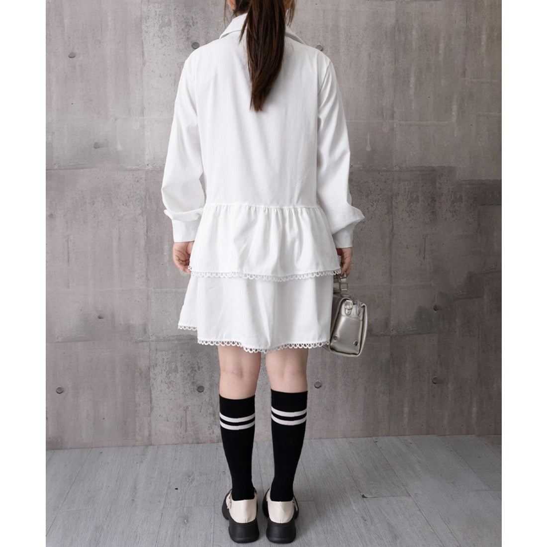 ミニミニストア miniministore ティアードチュニックシャツワンピース長袖 （ホワイト） ホワイト