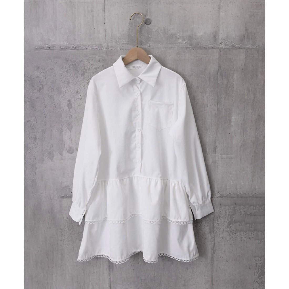 ミニミニストア miniministore ティアードチュニックシャツワンピース長袖 （ホワイト） ホワイト