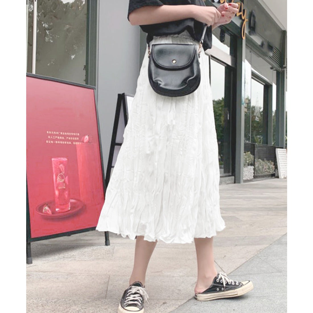 ミニミニストア miniministore ワッシャースカート ミモレ丈 レディース （ホワイト） ホワイト