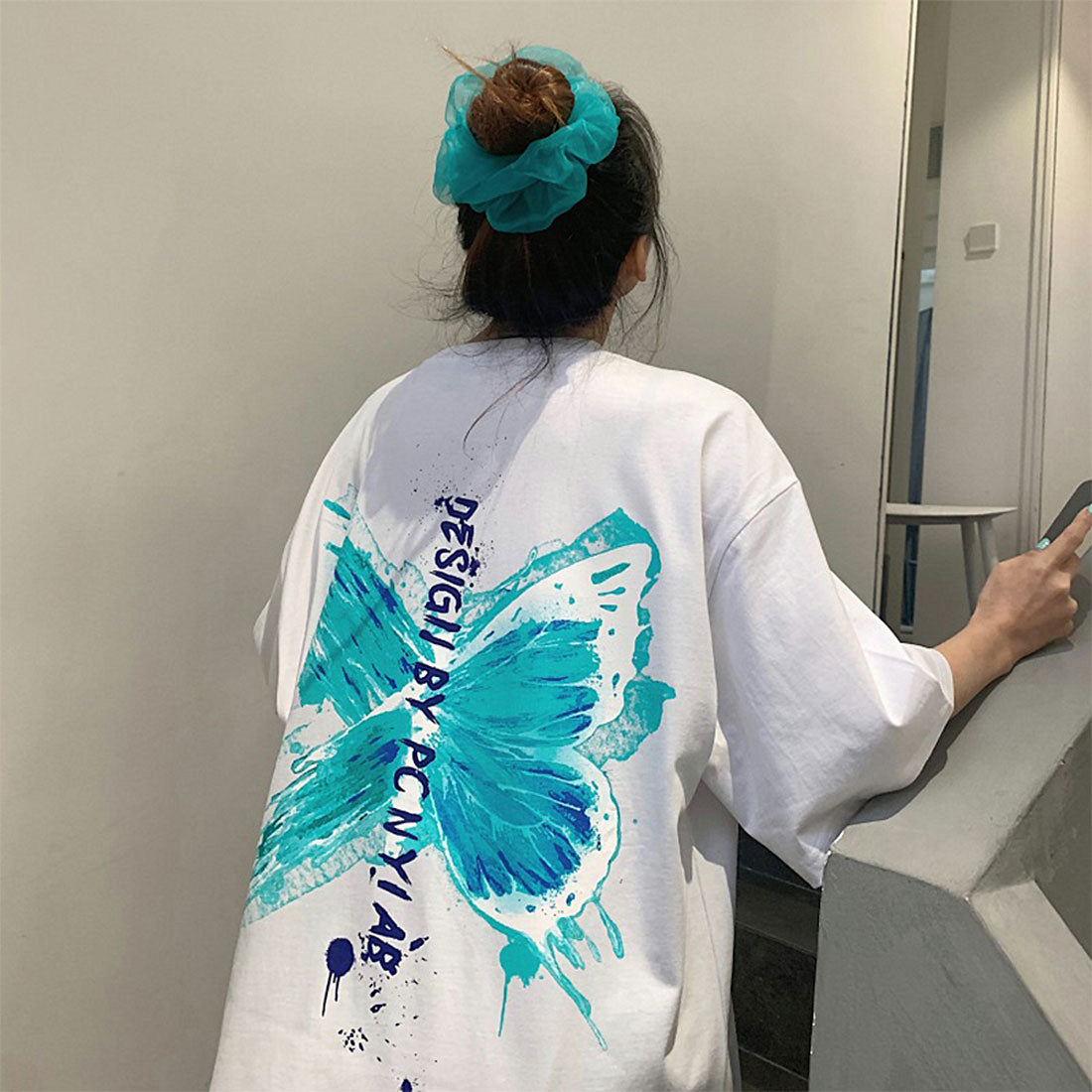 ロゴTシャツ レディース 韓国 春夏,ホワイト