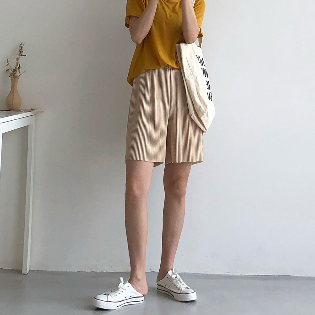 レディース ハイウエスト ハーフパンツ