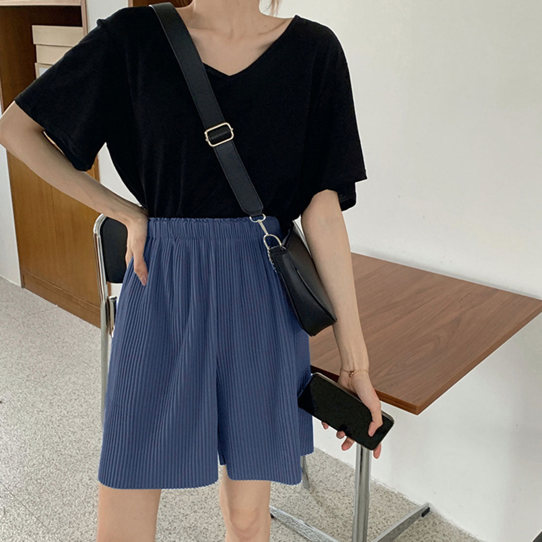 レディース ハイウエスト ハーフパンツ
