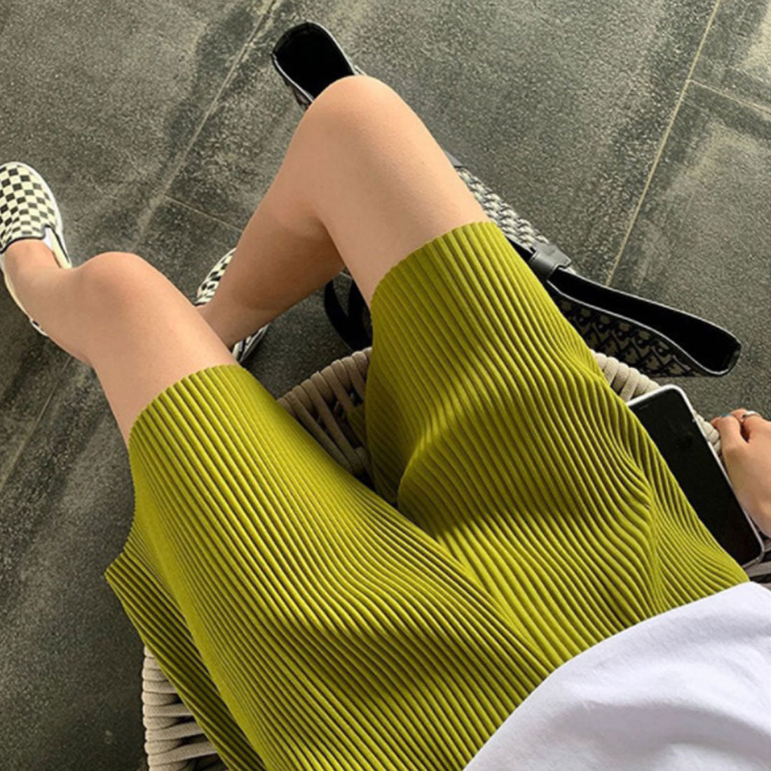 レディース ハイウエスト ハーフパンツ