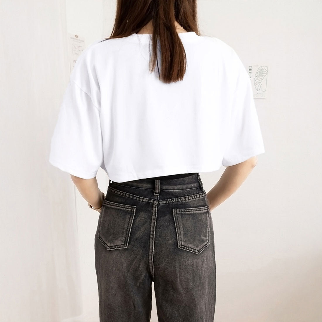 ヘソ出しtシャツ タンクトップ 韓国 ホワイト+ブラック