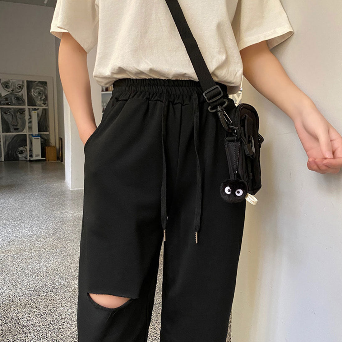 ダメージ スウェットパンツ レディース