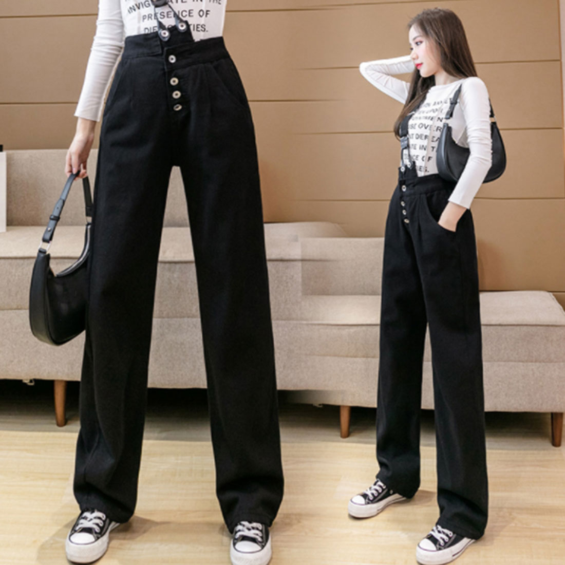 ワンショルダー サロペットデニムパンツ