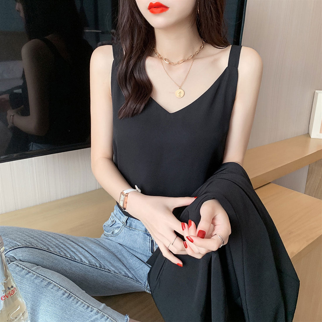 Camisole Tops V-neck Layering