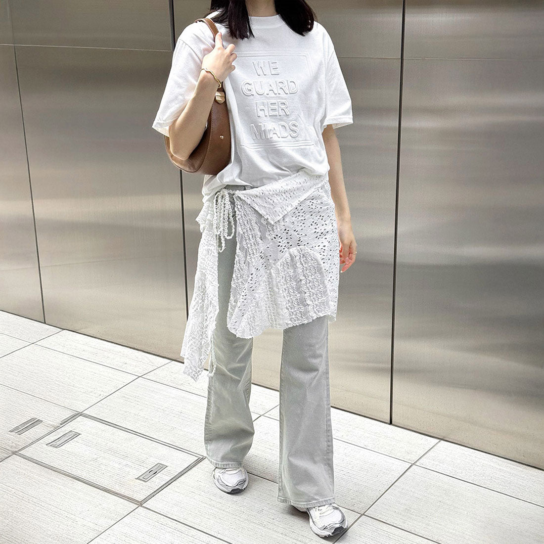 立体ロゴtシャツ 韓国チュニックロンT ブラック