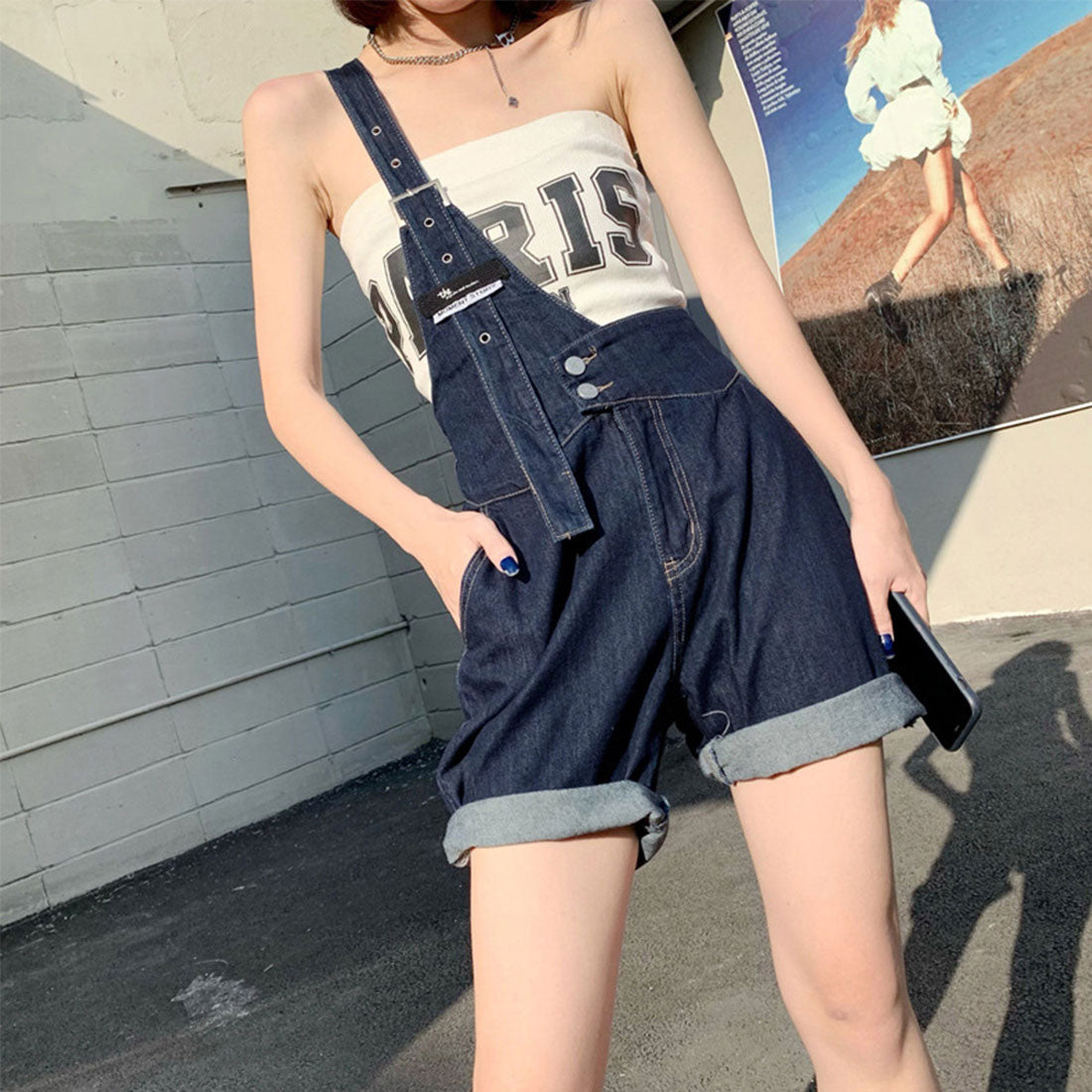 デニムサロペット ショートオーバーオール