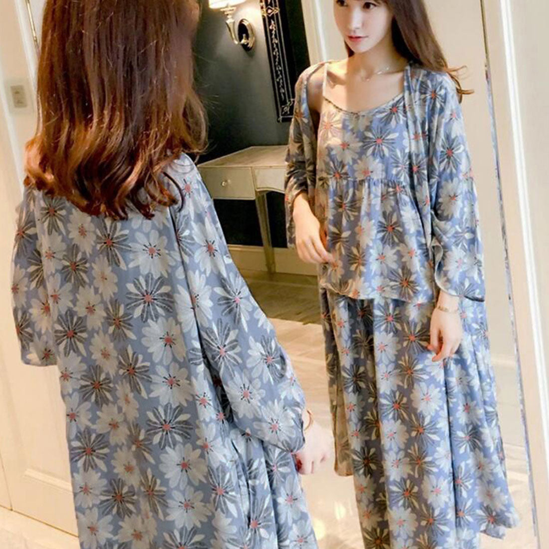 花柄ルームウェア 3点セット レディース