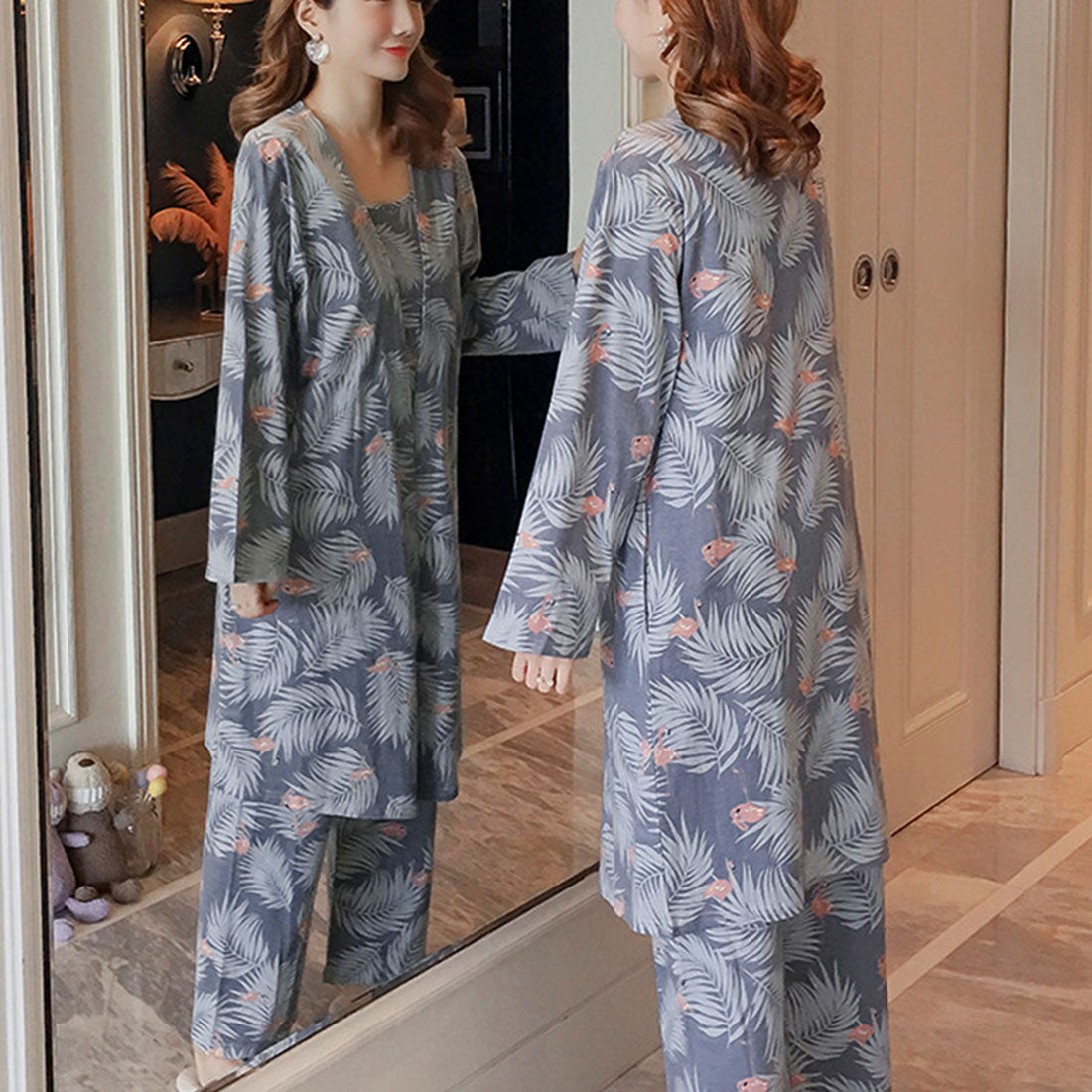 花柄ルームウェア 3点セット レディース