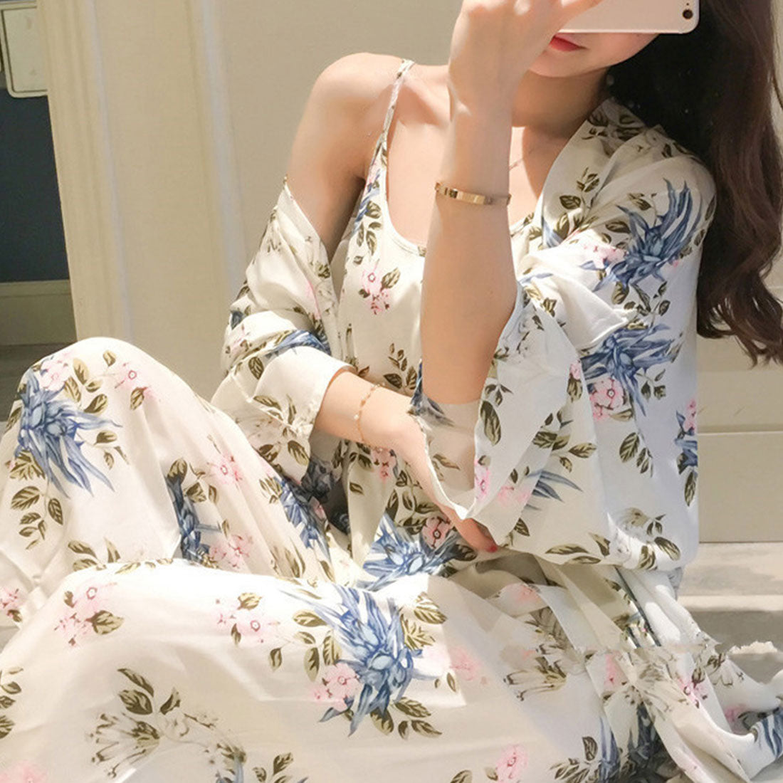 花柄ルームウェア 3点セット レディース