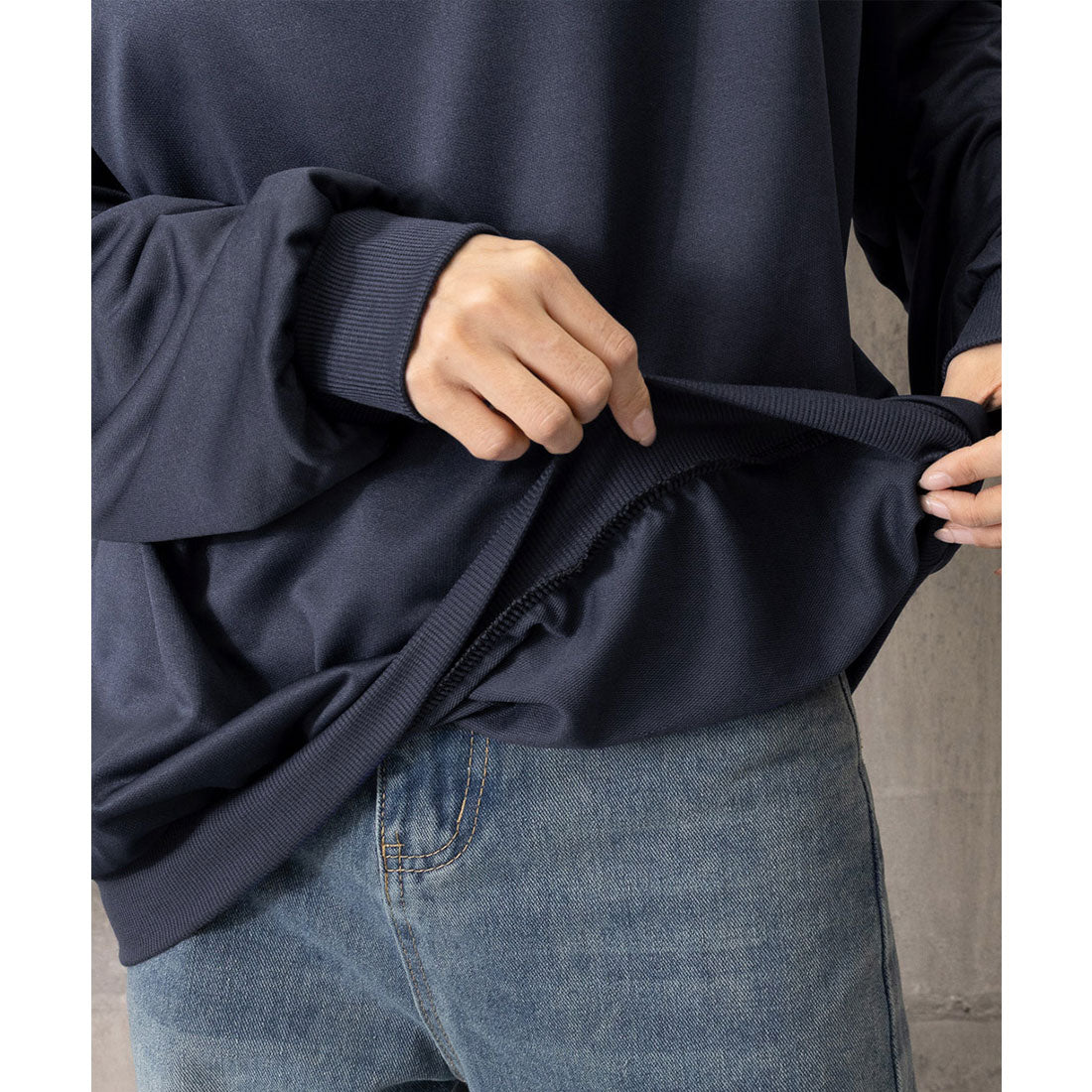 韓国風ロゴカットソーゆる ロングTシャツ グレー