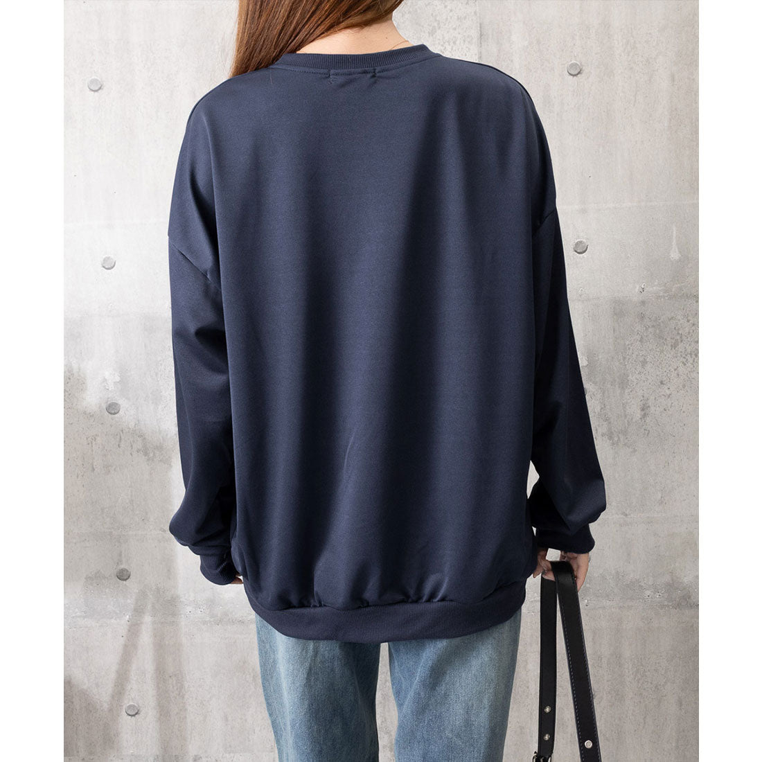 韓国風ロゴカットソーゆる ロングTシャツ グレー