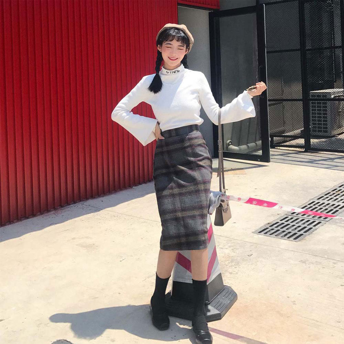 チェックスカート レディース
