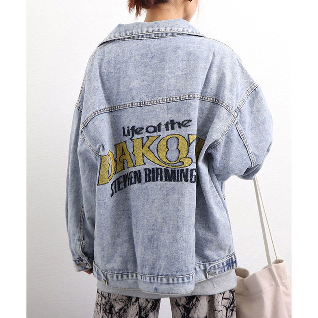 デニムジャケット レディース バックロゴ サックス
