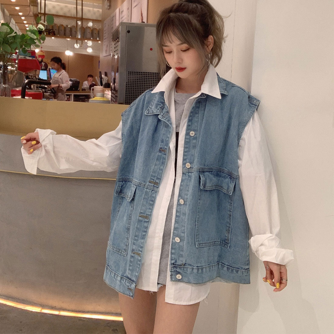 ベスト レディースデニムベスト 韓国ジレ