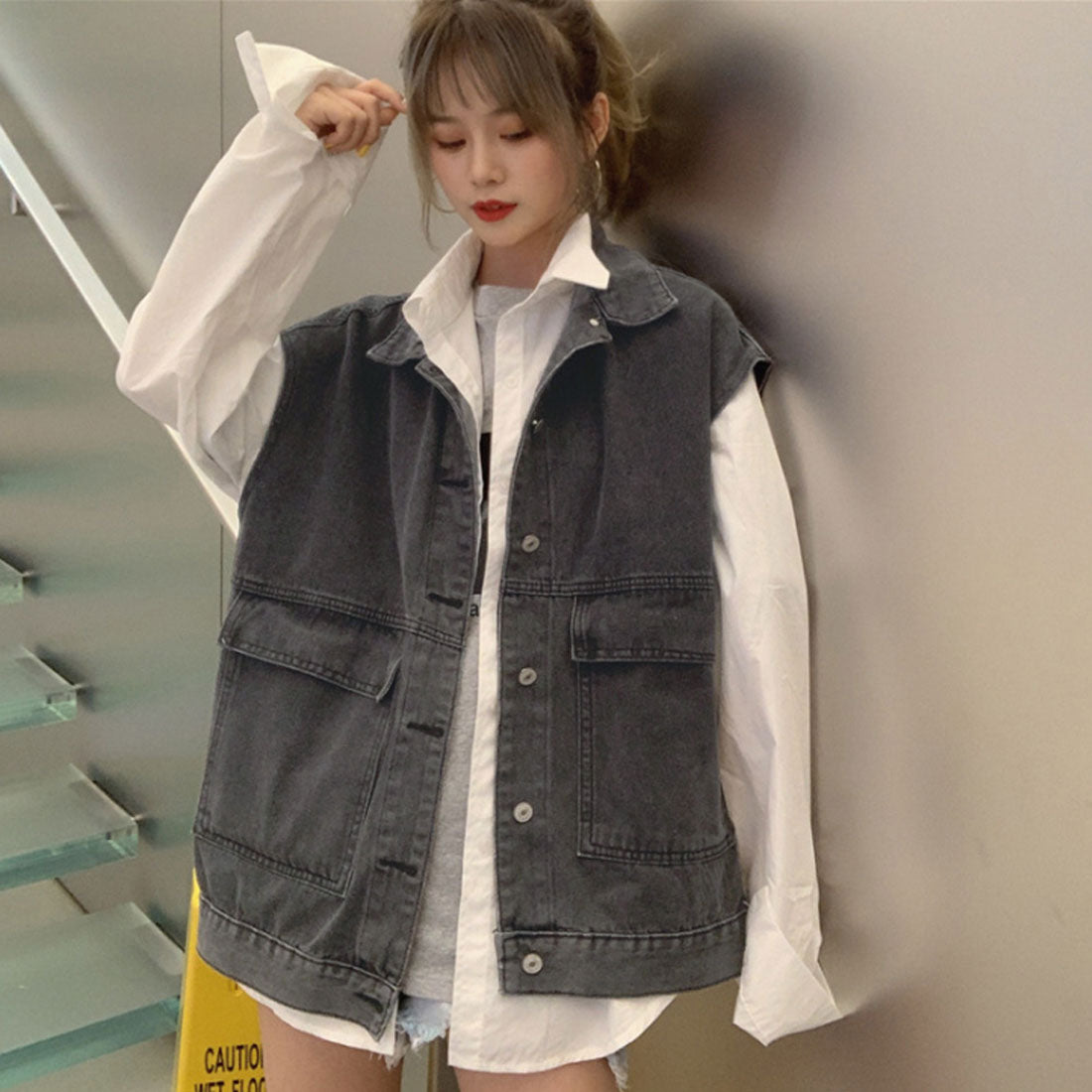 ベスト レディースデニムベスト 韓国ジレ