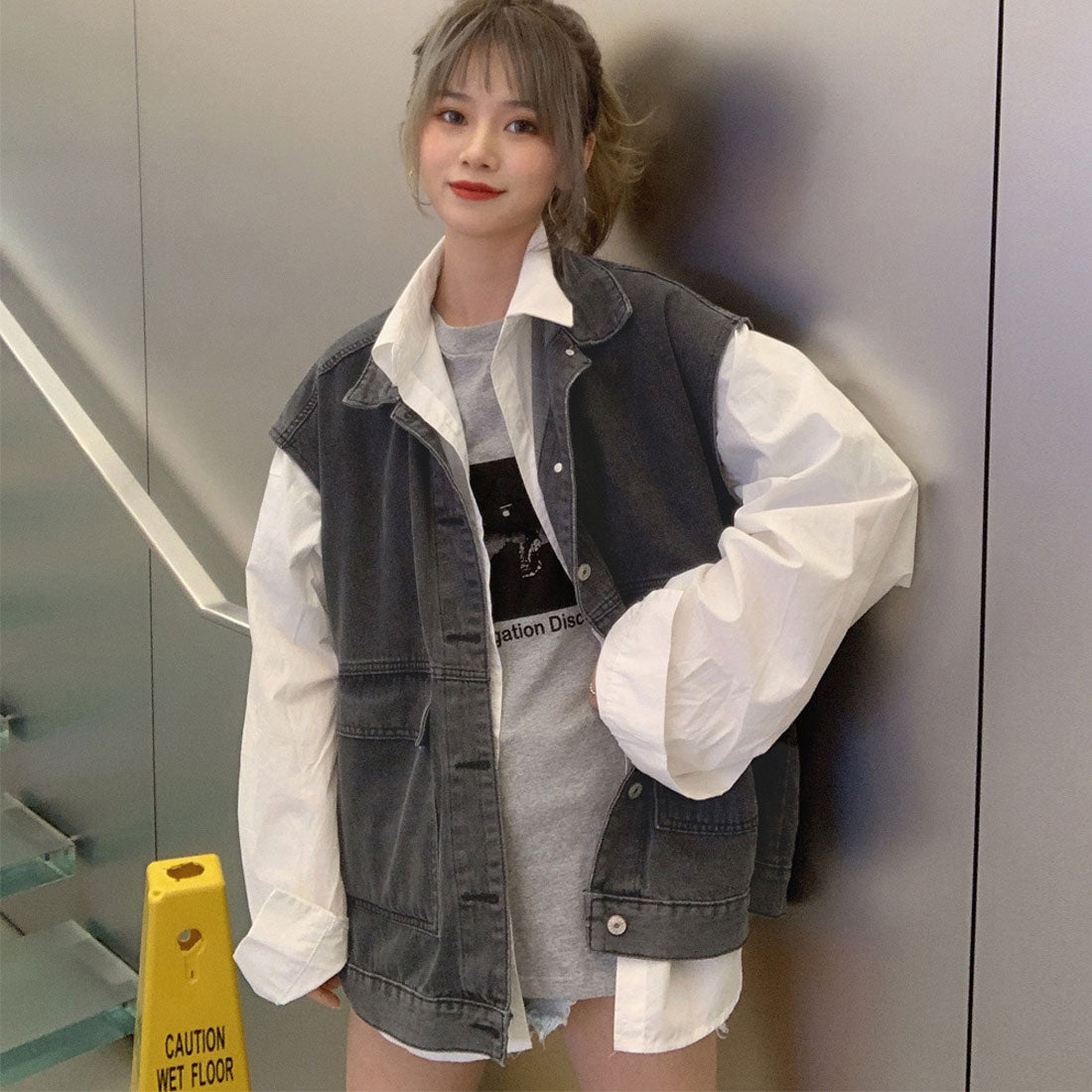 ベスト レディースデニムベスト 韓国ジレ