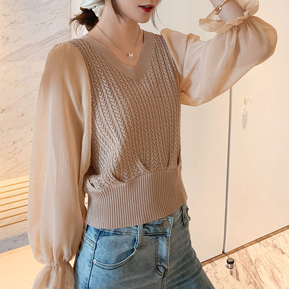 レディース ニットトップス  韓国 秋服