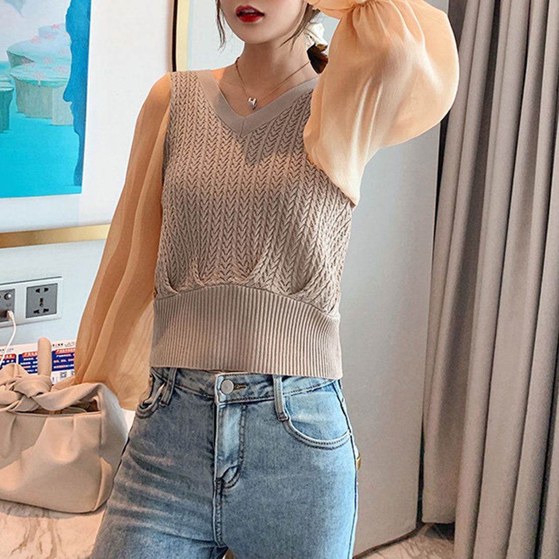 レディース ニットトップス  韓国 秋服