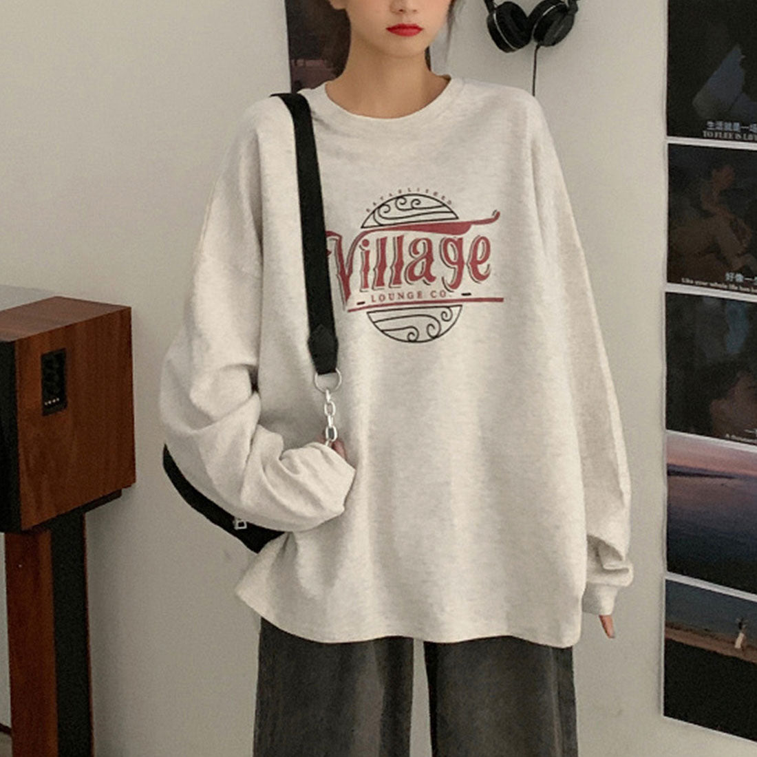 ロゴTシャツ レディース 長袖 韓国 ホワイト