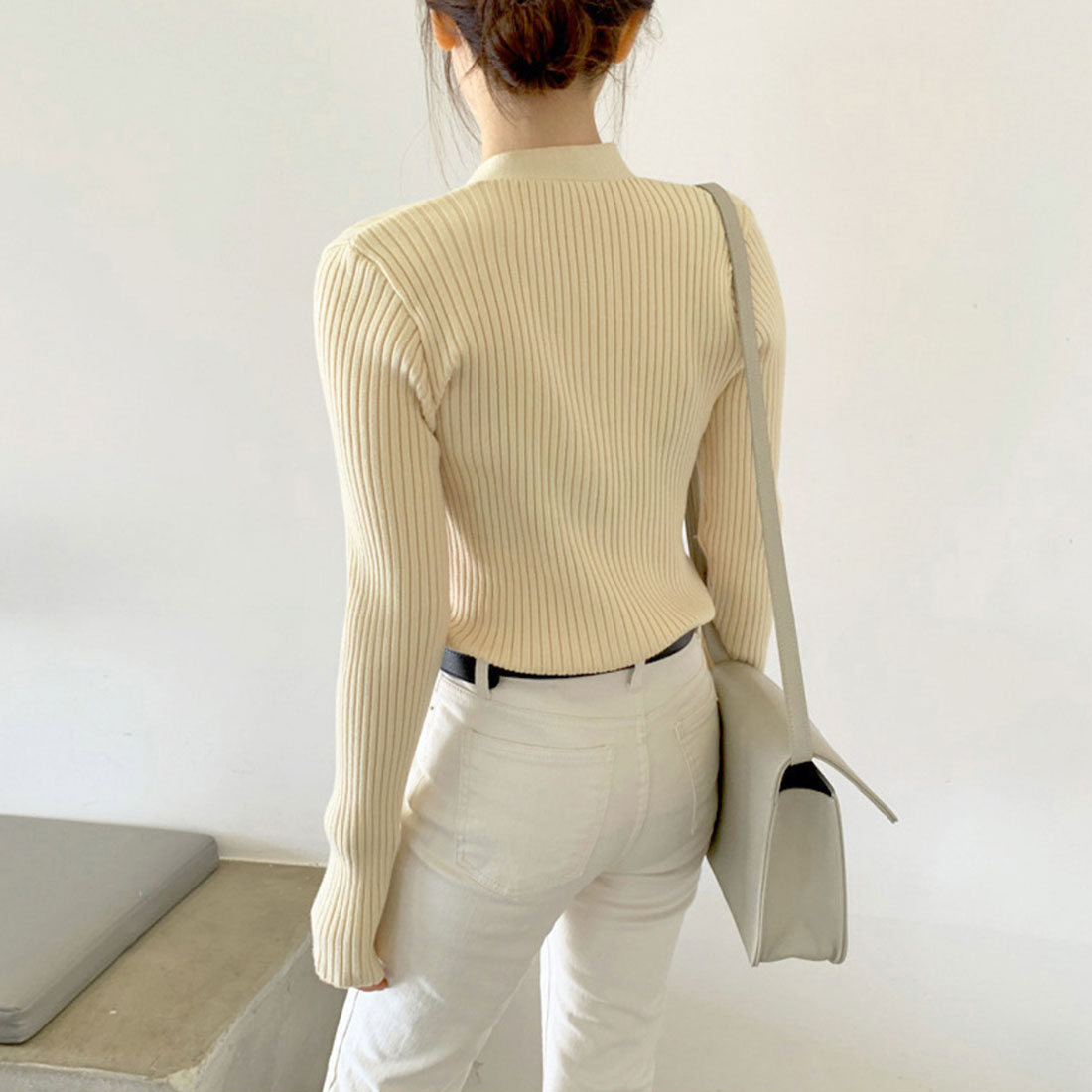 リブニットカーディガン レディース 秋冬