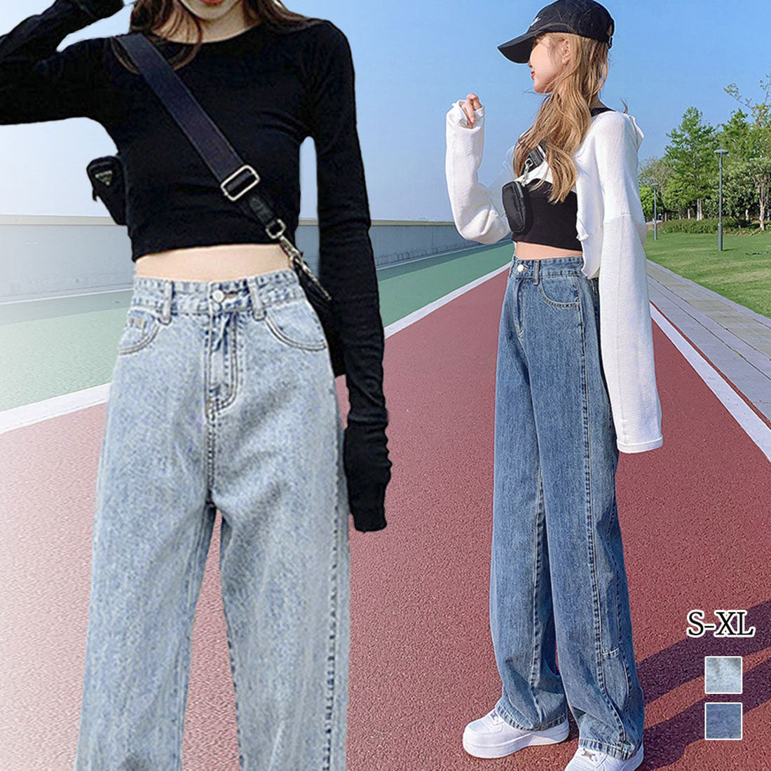 ストレートデニムパンツ ハイウエスト美脚
