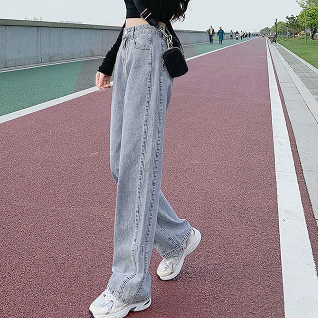ストレートデニムパンツ ハイウエスト美脚