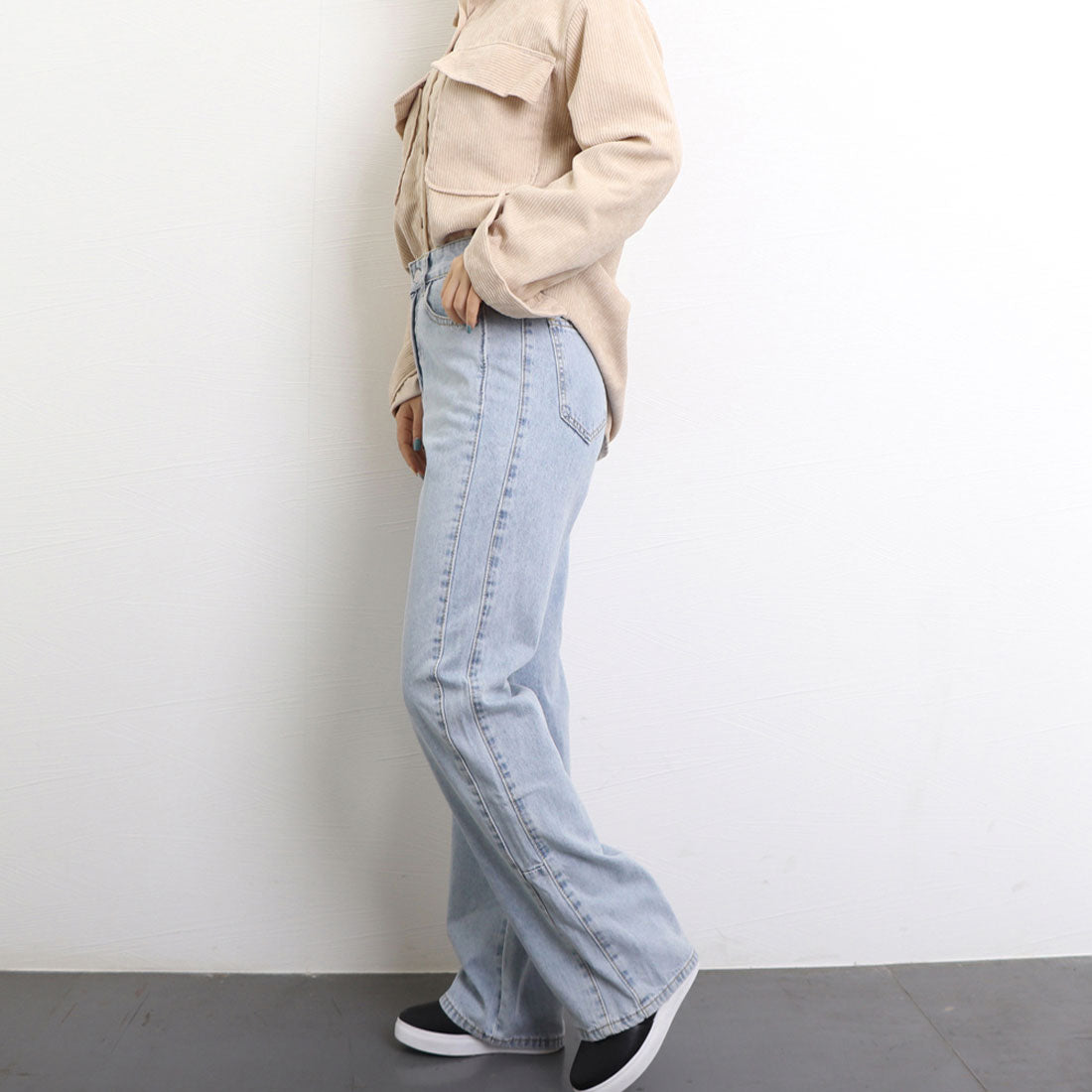 ストレートデニムパンツ ハイウエスト美脚