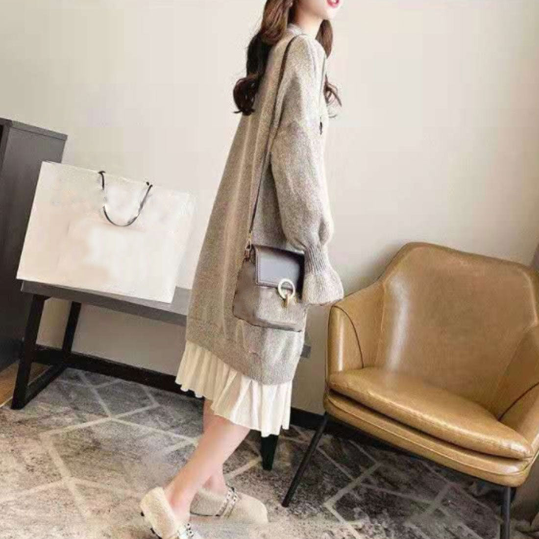 ニット ドッキングワンピース カジュアル