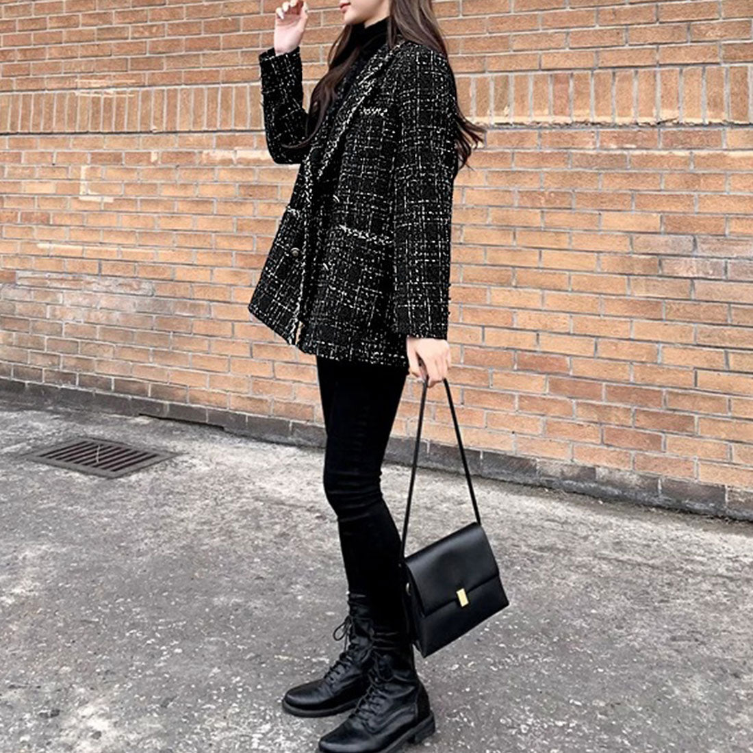 ツイード風ジャケット レディース 秋冬