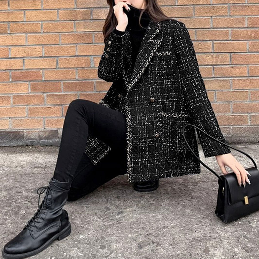 ツイード風ジャケット レディース 秋冬