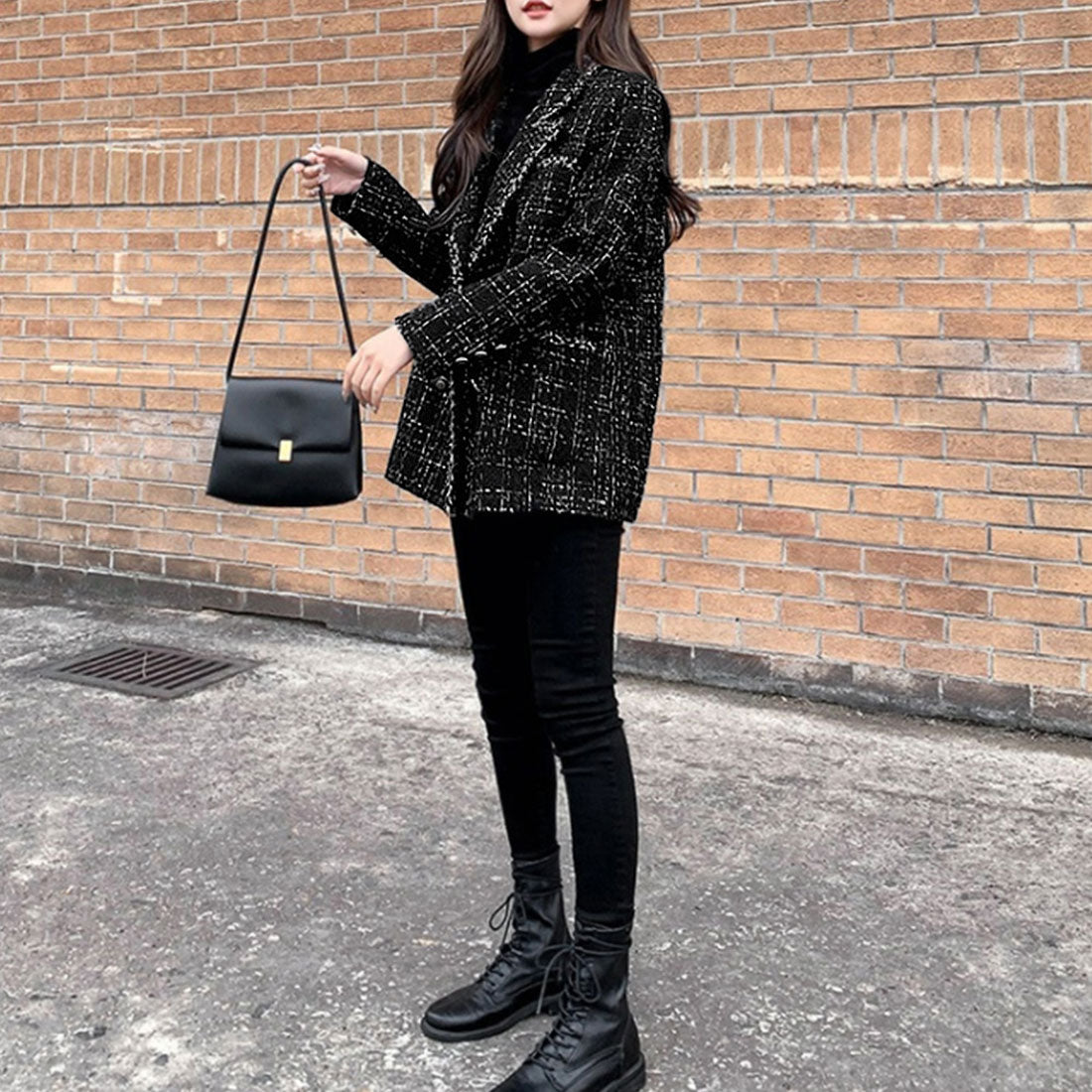 ツイード風ジャケット レディース 秋冬