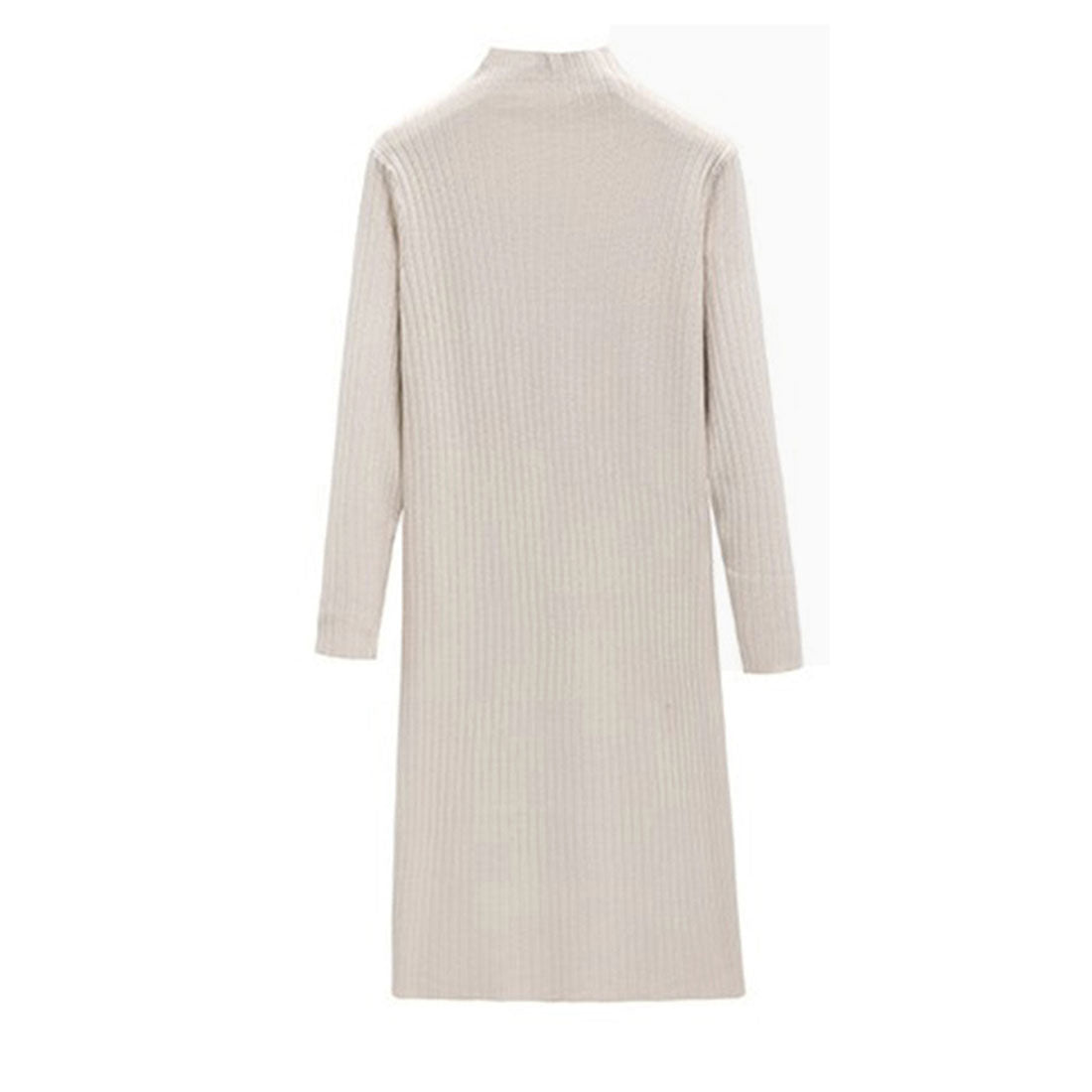 リブニット ワンピース ハイネック 無地