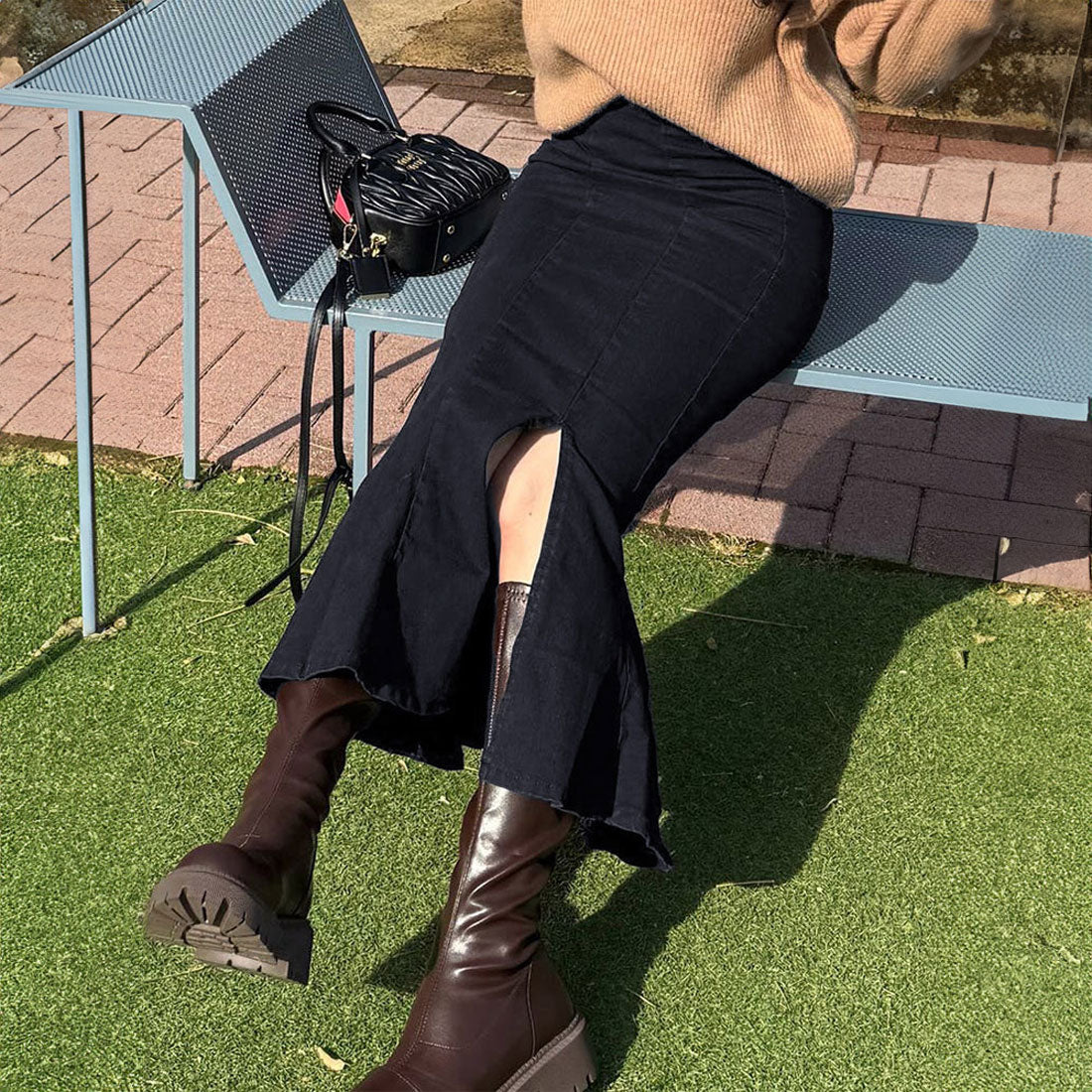 デニムマーメイドスカート大人セクシー ブラック