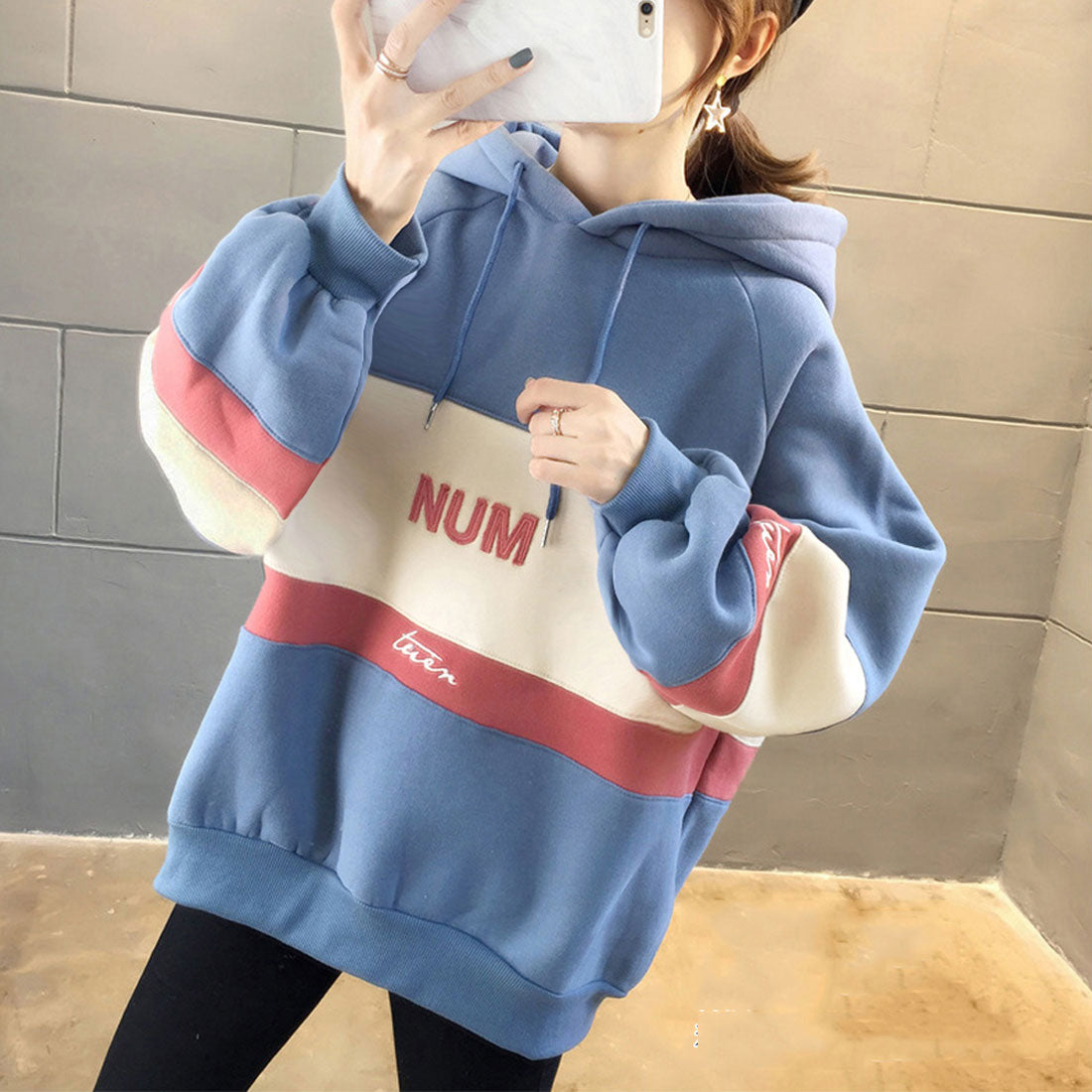 裏起毛 レディース パーカー フード付き,ブルー