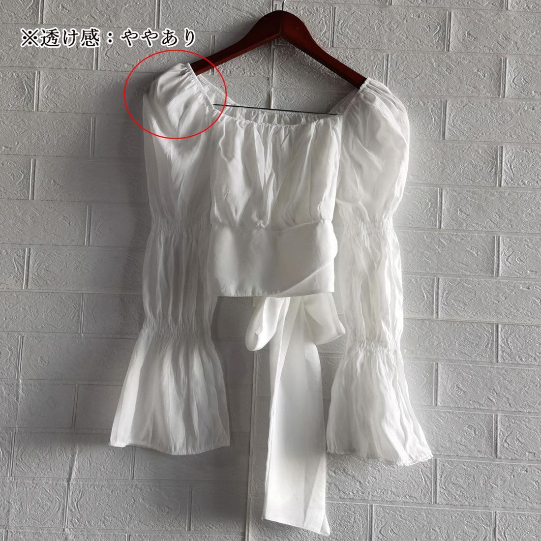 バックリボン ブラウス スクエアネック