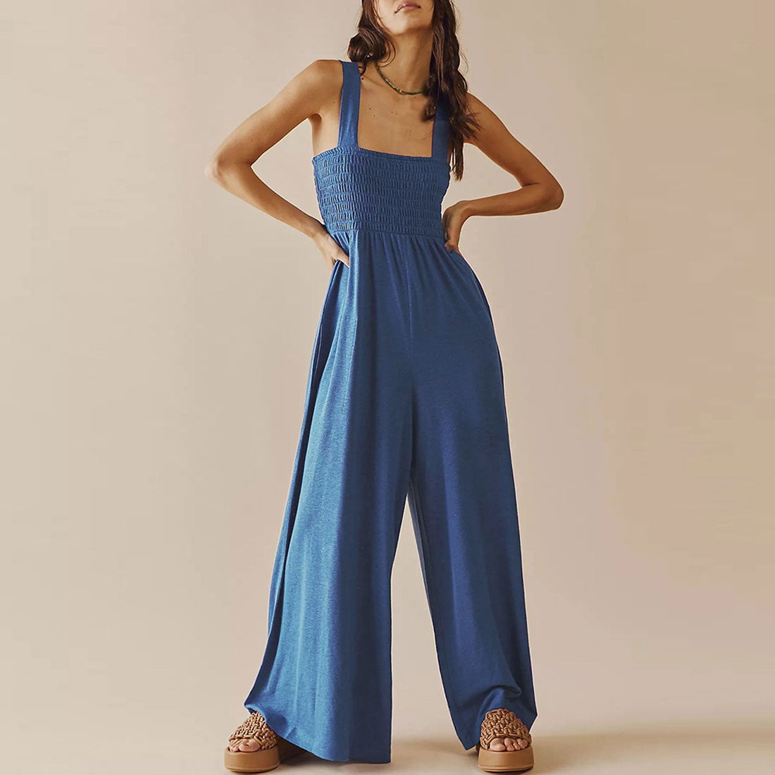 オールインワン タンクトップサロペット,ロイヤルブルー