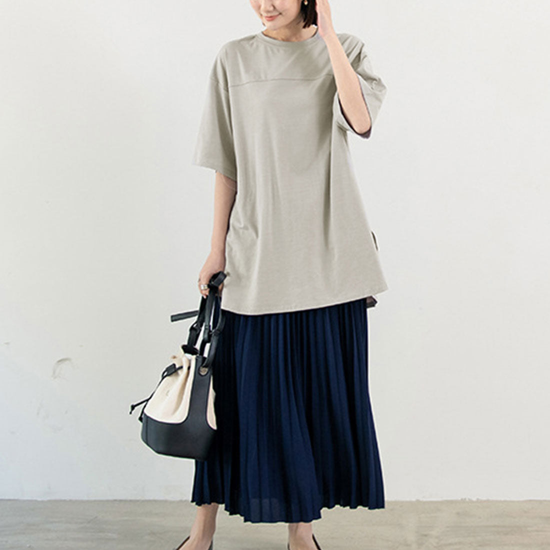チュニックtシャツ レディース スリット グレージュ