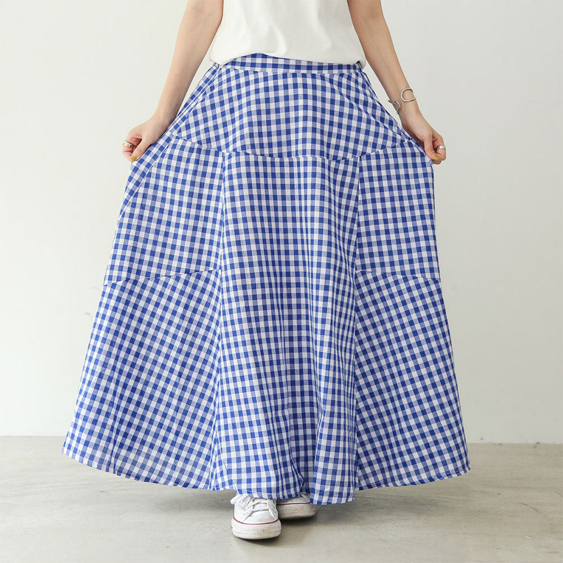 【ok.soon】 新品未使用⭐︎gingham check long skirt ok.soon】gingham check long skirt