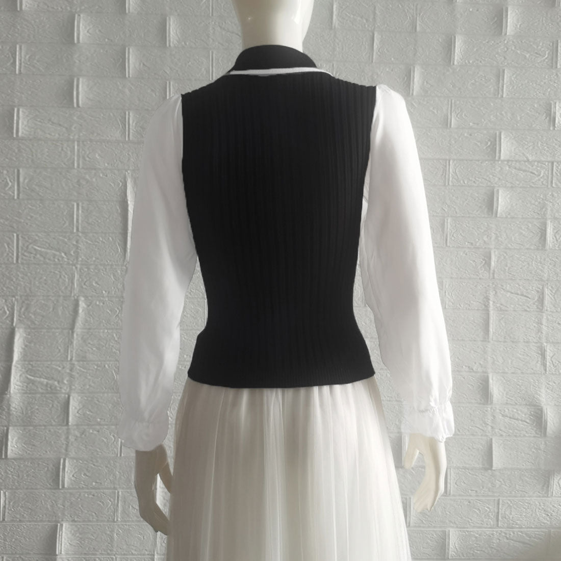 袖切り替え ニットトップス 韓国 秋服